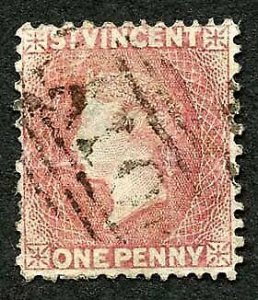 St Vincent SG5 1862 1d Rose-red No Wmk Perf 11 to 12.5