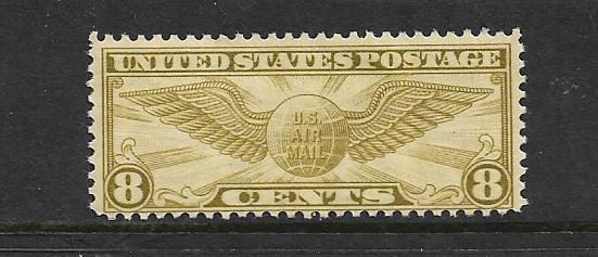 US   C17 MINT HINGE WITH REMNANTS WINGED GLOBE 1932