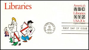 Scott 2015 20 Cents America's Libraries Ellis Cartoon Cachet FDC