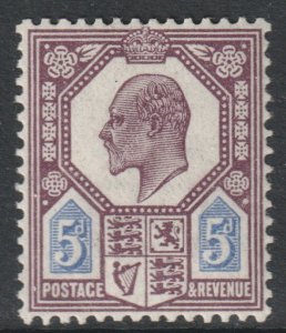 GB Scott 134 - SG294, 1902 Edward VII 5d MH*