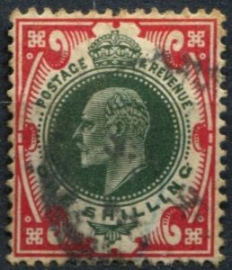 Great Britain Sc#138 Used, 1s car & dl grn, King Edward VII - Definitives (1902)