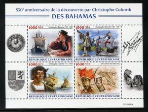 CENTRAL AFRICA 2022 530th BAHAMAS DISCOVERY BY CHRISTOPER COLUMBUS SHEET MINT NH