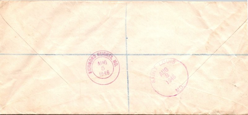 1946 South Georgia Falkland Islands Registered Cover to St Louis MO USA