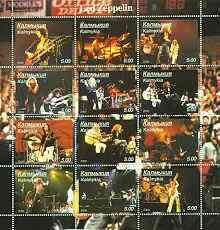 KALMYKIA - 2000 - Led Zeppelin - Perf 12v Sheet-Mint Never Hinged- Private Issue