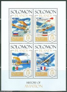SOLOMON ISLANDS 2014 HISTORY OF AVIATION  SHEET MINT NH