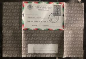 1955 Goa Portuguese India Air Letter Aerogramme Cover To Lisbon Portugal Iron