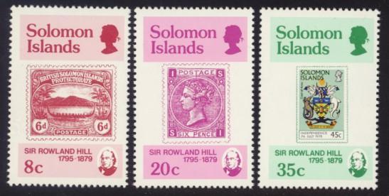 Solomon Islands Sc# 393-5 MNH Sir Rowland Hill