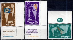 Israel 1956: Sc. # 121-123: MNH Cpl Set