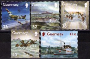 Guernsey 827-831 MNH WWII D-Day Ships Aviation ZAYIX 080323SM94M