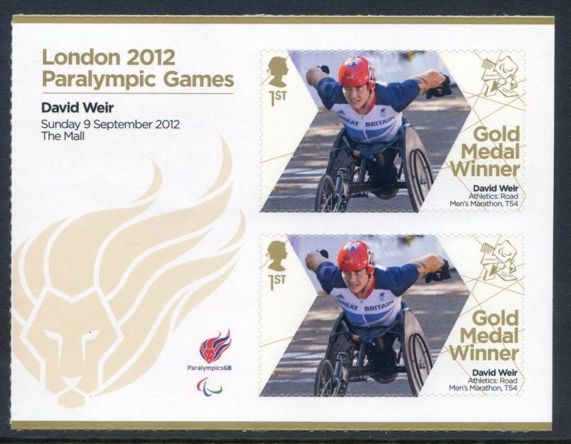 GB London 2012 Paralympics David Weir Gold 1st Class MNH SG3405a 