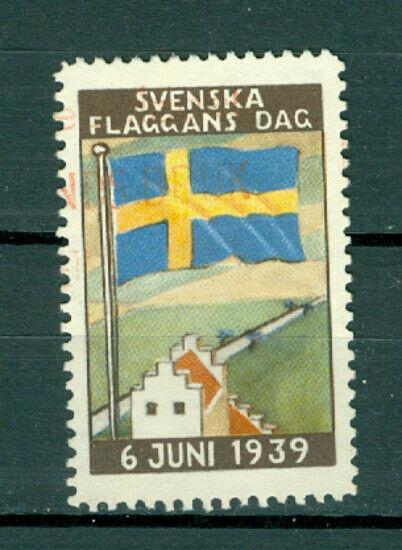 Sweden Poster Stamp 1939. National Day June 6. Swedish Flag.Red Cancel Nesbruk