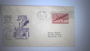 US FIRST FLIGHT COVER: 1949 FRANKLIN PA AM97