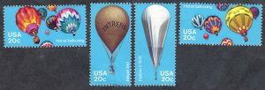 United States #2032-34 20¢ Ballooning (1983). Four singles. MNH