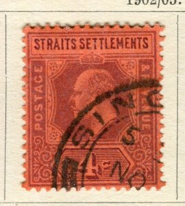 STRAITS SETTLEMENTS; 1902 early Ed VII issue fine used 4c. value