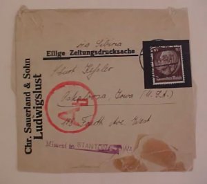 GERMAN  TO IOWA VIA SIBERIA APRIL 1941 HALLE ON WRAPPER MISSENT