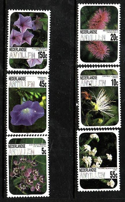 Netherlands Antilles-Sc#538-43-unused NH set-Flowers-Flora-1985-