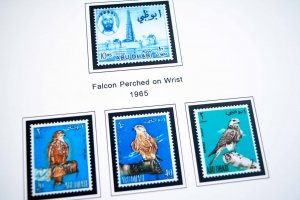 COLOR PRINTED ABU DHABI 1964-1972 STAMP ALBUM PAGES (9 illustrated pages)