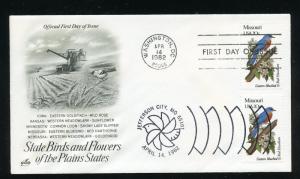 US 1977 State Birds & Flowers - Missouri UA ArtCraft FDC, Dual ST & DC Cancels