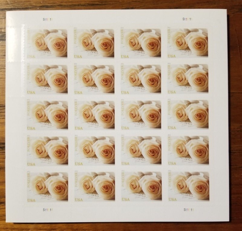 Wedding White Rose Forever Stamps 2011 - Complete sheet of 20 Stamps 