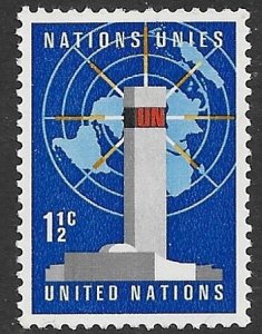 UNITED NATIONS NEW YORK 1967 1 1/2c UN Headquarters Issue Sc 166 MNH