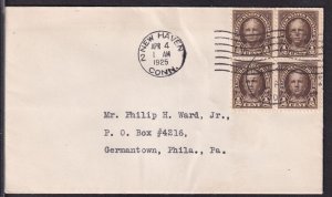 1925 Sc 551 1/2c Nathan Hale FDC New Haven CT cancel without cachet CV $25 (1A