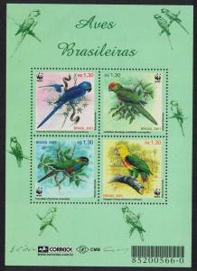 Brazil Birds WWF Parrots Miniature Sheet SG#MS3207 MI#3150-3153 SC#2799