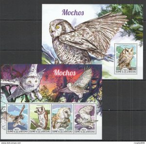 2015 Guinea-Bissau Birds Fauna Owls Mochos 1+1 ** Stampsst1002