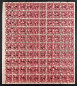 Scott 647 WASHINGTON Hawaii Overprint Sheet of 100 US 2¢ Stamps MNH 1928