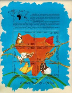 Sierra Leone MNH S/S Butterflies Of Africa