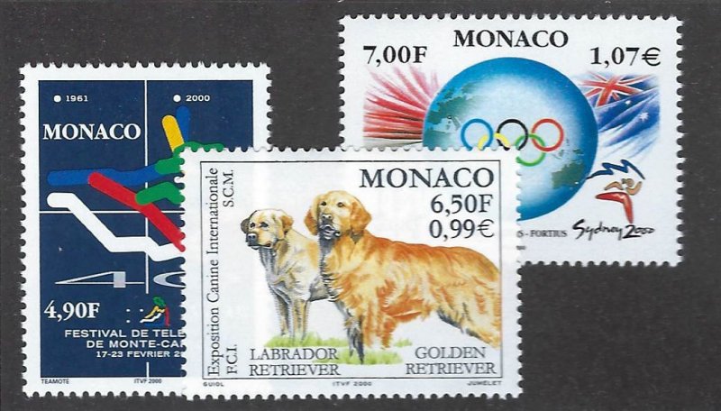 Monaco SC#2148, 2155-2156 MNH VF...Great Opportunity!