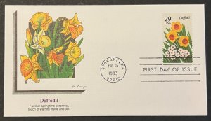 GARDEN FLOWERS: DAFFODIL #2761 MAY 15 1993 SPOKANE WA FIRST DAY COVER BX3-2