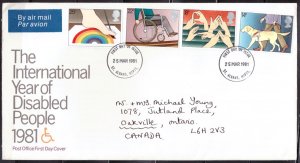 F2345   GREAT BRITAIN   FDC # 937-940         International Year of Disabled