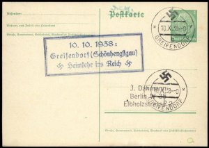 3rd Reich Germany Greifendorf Sudetenland Annexation Provisional Cover G67073