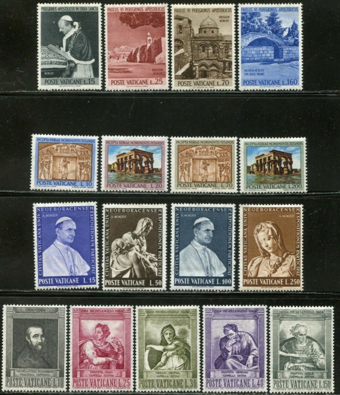 VATICAN Sc#375-403 Eight Sets 1964 Year Complete Mint OG LH