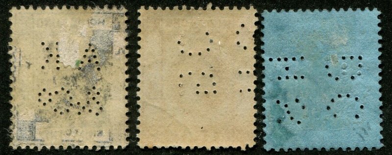 Hong Kong Used Perfins, Lot of 3