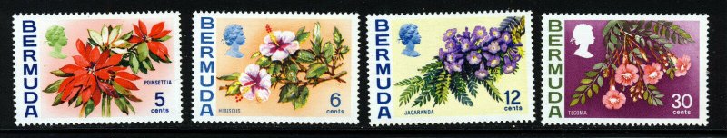 BERMUDA 1974 Flowers Wmk Block Crown CA Upright Set SG 303 to SG 306 MINT