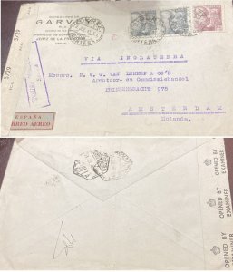 D)1939, SPAIN, LETTER CIRCULATED TO ENGLAND, AIR MAIL, WITH STAMPS, GEN