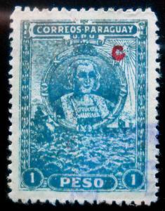 col- Paraguay Scott # L9 Used, Columbus Explorer, Ovpt. 1