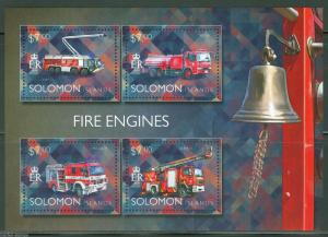 SOLOMON ISLANDS 2014 FIRE ENGINES SHEET II  MINT NH