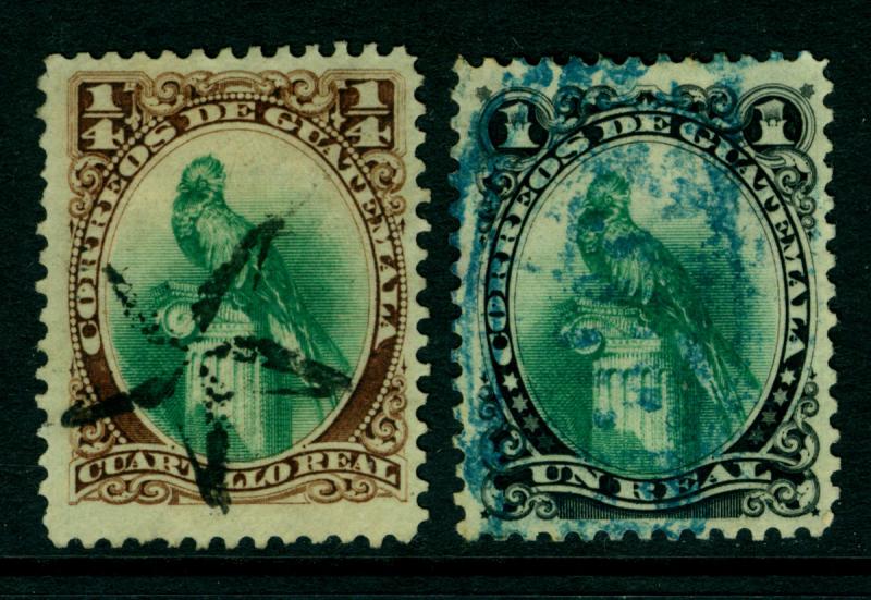 GUATEMALA 1879  Parrot  set  ¼c -1c  Scott #15-16  used VF