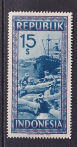 Indonesia  #55  MNH 1948 dockworkers loading ship 15s