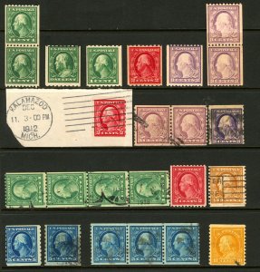 #391 - #497 1910-1922 Washington-Franklin Coil Stamp Selection Mint, MNH & Used