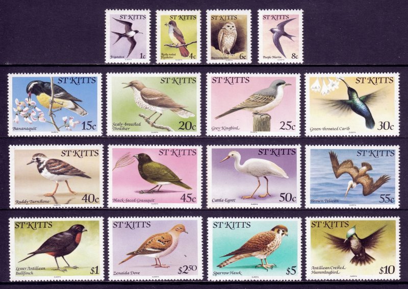 St. Kitts - Scott #49//66 - Short set - MNH - Vertical crease #56 - SCV $18