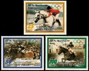 ✔️ YEMEN PDR 1983 - OLYMPIC GAMES HORSE RIDING - Sc. 297/299 MNH ** [02Y3]