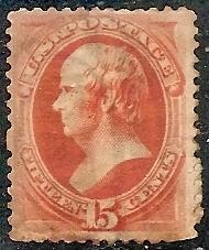 US  163 Used 1873 15c yel org Webster CV $160.00