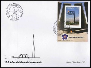 URUGUAY - ARMENIA 2015 MEMORIAL ARMENIAN GENOCIDE SOUVENIR SHEET FDC