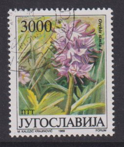 Yugoslavia   #1956  used   1989  flowers 3000d