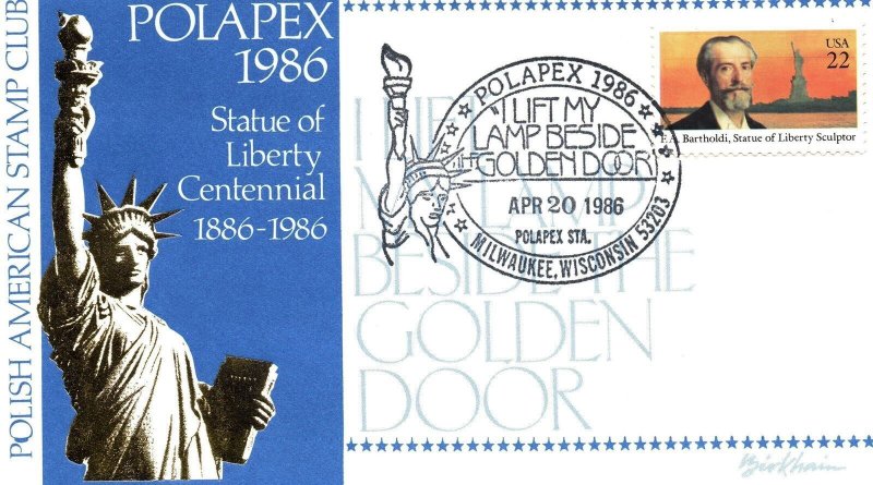 STATUE OF LIBERTY CENTENNIAL CACHE COVER POLISH AMERICAN STAMP CLUB CACHET 1986