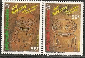 Fr. Polynesia 436-37 MNH 1986 Tiki Rock Carvings