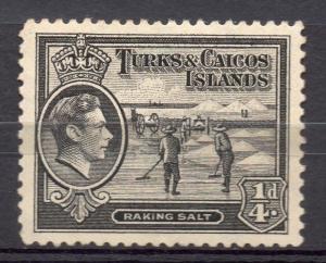 Turks and Caicos Islands 1938 GVI Early Issue Fine Mint Hinged 1/4d. 082698